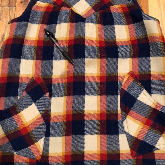 Vintage Asian label flannel plaid a-line jumper M - Picture 4 of 4